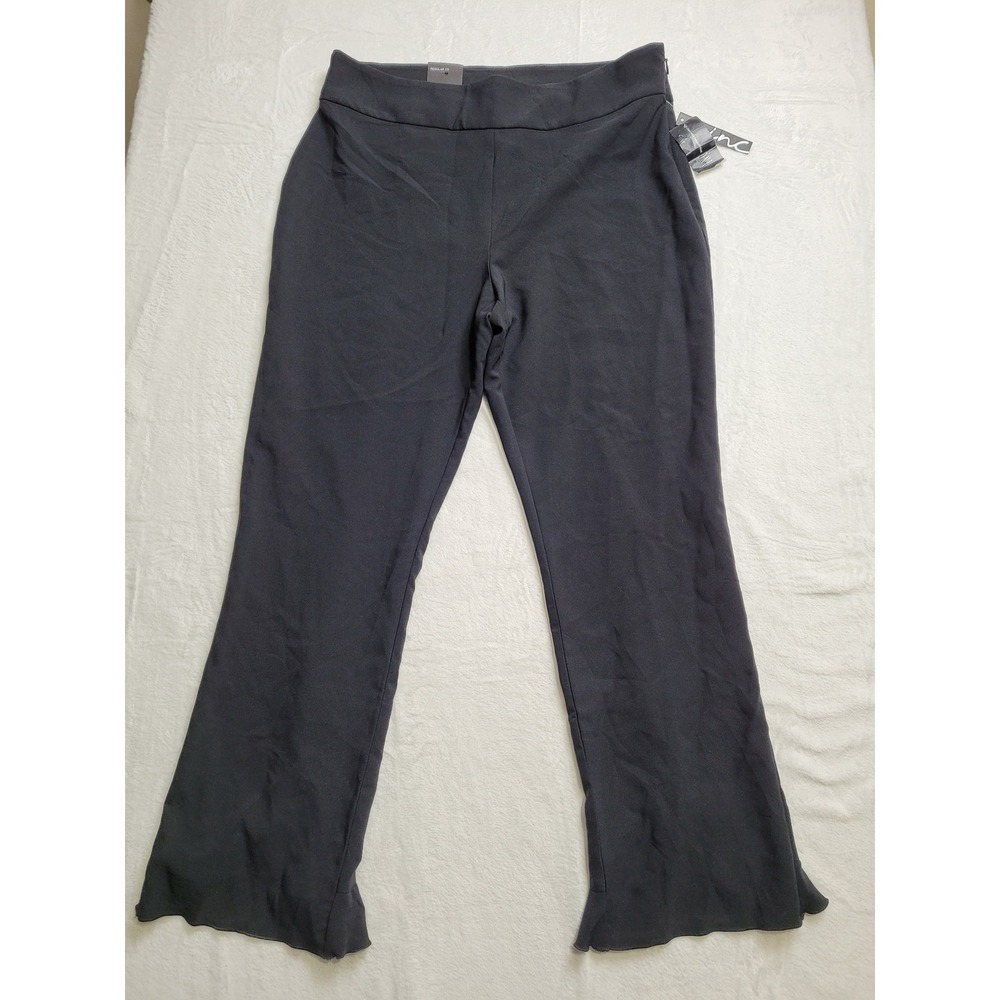 NWT INC International Concepts Pants Womens 12 Black Ruffle Flare Hem Side Zip